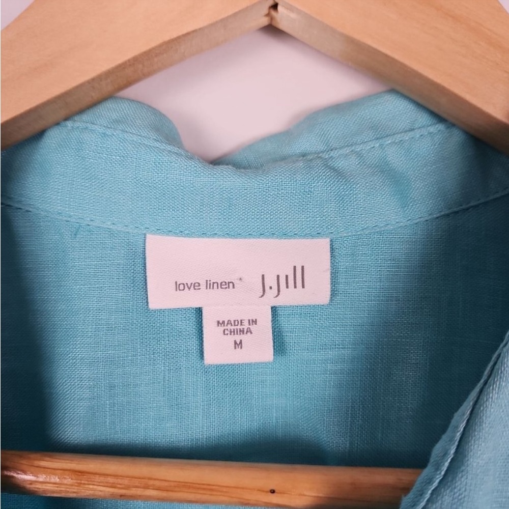 J. Jill Love Linen Sleeveless Pale Aqua Turquoise Blue Linen Top Medium - Picture 3 of 4